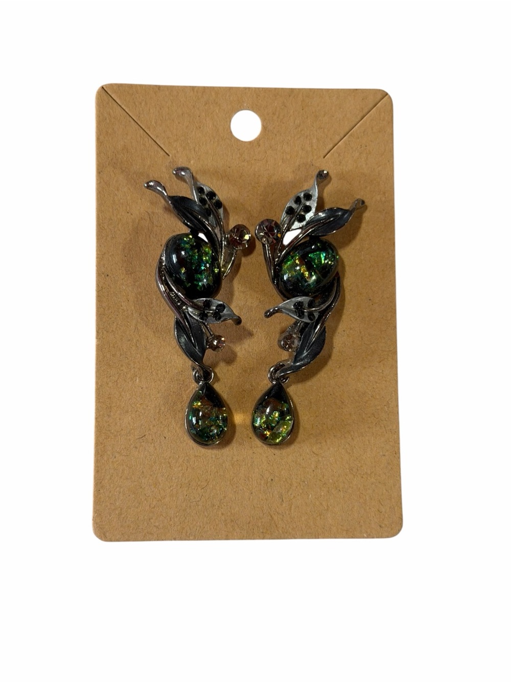 Elegant Green Leaf Drop Earrings